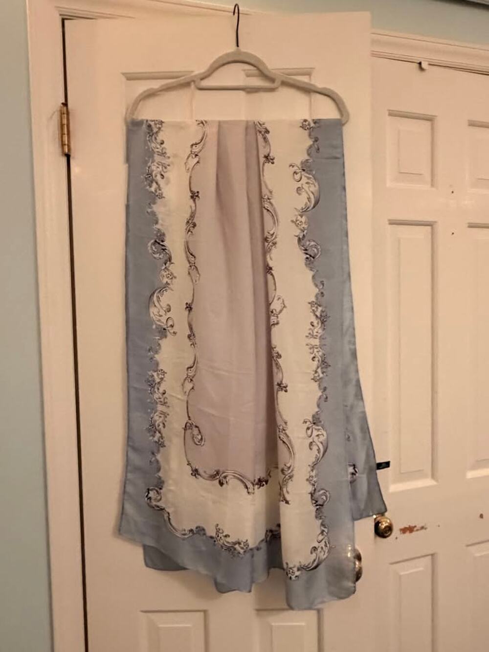Blue silver filigree Large scarf – Women's